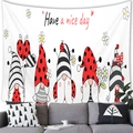 Easter gnome wall tapestry with 'Have a nice day' print for living room decor - Gnomes and Ladybugs Style (11)