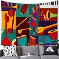 Bohemian Indian tapestry with sitar and dancers for colorful wall decoration - Peach Skin / 150x100cm / Indian Culture Pop Art Style (6)