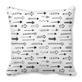 Square peach skin pillowcase featuring modern black hand-drawn arrow patterns on white - Minimalist Black and White Arrow Style (12)