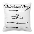 White square peach skin pillowcase with Valentine's Day text and heart line patterns - Happy Valentine's Simple Lines Style (26) / 18x18 Inch