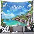 Nature landscape wall tapestry with waterfall and mountain lake for home decor - 150x100(Peach Skin) / Waterfall Mountain Landscape (Style 1)