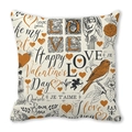 Retro peach skin pillowcase with Happy Valentine's Day print in orange and black - Vintage Illustration Valentine Style (13)