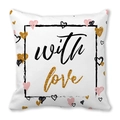 White peach skin pillowcase featuring artistic with love text and pink heart patterns - With Love Text Surrounded by Multi-textured Hearts (Style 19)