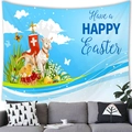 Arazzo pasquale in pelle di pesca con scritta Happy Easter e sfondo blu cielo decorativo - Stile 9