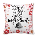 Peach skin pillowcase featuring Love is the best ingredient text and colorful lip prints - Artistic Quote and Lips Print Style (15)