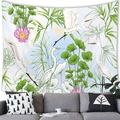Nature style wall tapestry featuring white herons, pink lotus, and green leaves - 100cmx70cm / White Egret and Lotus