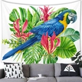 Tropical parrot tapestry with colorful macaw and jungle plants for home wall decor - Vibrant Watercolor Macaw