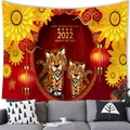 2022 Tiger Year festive wall tapestry with cartoon tigers and red lanterns for living room - 100X70 / Halloween Style 13 (13)