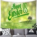 Happy Easter tapestry variant with green lettering and bunny silhouette for wall decor - 150x100cm / Happy Easter Green Text Bunny (4)