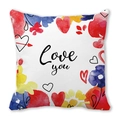 Love you artistic font throw pillow cover with colorful watercolor heart patterns - Tricolor Watercolor Heart Love you (25)