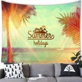 Enjoy Summer Holidays sunset beach tapestry with palm trees and sailboat wall hanging - Summer Holiday Style (Style 1) / Medium Peach Skin