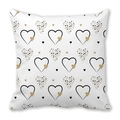 Square pillowcase with black and gold heart pattern on white peach skin fabric - Black and Gold Alternating Heart Style (25)