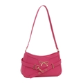 Sac bandoulière fuchsia chic avec fermoir papillon doré et pendentif clé élégant - Rose rose