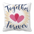 Together Forever square pillowcase with pink hearts and blue artistic text for Valentine's Day - Together Forever Radial (26)