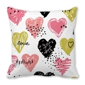 Square peach skin pillowcase with artistic heart pattern and love typography design - Hand-drawn Heart with Love Word Style (26)