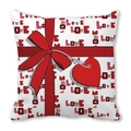 Peach skin pillowcase featuring LOVE lettering and a red bow heart for Valentine Day - Bowknot Heart Tag Style (18)