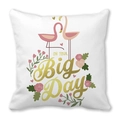 Federa per cuscino fenicottero rosa San Valentino in pelle di pesca con fiori - 45cmx45cm / Stile Fenicottero Big Day Bianco