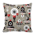 Peach skin pillowcase featuring cute robot illustrations and red hearts pattern - Cartoon Robot Heart Decor Style (20)