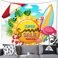 Sommer Strand Wandteppich mit Flamingos und Surfbrett für die Dekoration - Sommerschlussverkauf Flamingo Stil (10)