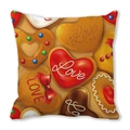 Square peach skin pillowcase with heart-shaped chocolate cookies and Love pattern - Heart Cookies Sweet Style (21)