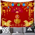 Arazzo per Capodanno Cinese con tigri in rosso e oro per decorazione domestica - 100X70 / Stile Anno della Tigre 3 (3)