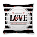Valentine's Day peach skin pillowcase with black stripes and red love heart design - Horizontal Stripes Festive Calendar Style (22)