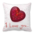 Pink Happy Valentine peach skin pillowcase with a large red heart and I Love You text - Red Heart Scroll Pattern (1) / 18x18 Inch