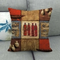 Close-up of African ethnic oil painting cushion cover with cotton linen fabric texture - Orange Red Folk Figure Style (16) / 45x45cm