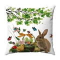 Dettaglio della federa in peluche pasquale con illustrazioni di coniglio e uova colorate - 45x45cm / 13 Super Soft-Coniglio Pasquale Pulcino Bianco