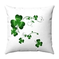 Kissenbezug zum St. Patrick's Day mit grünem Kleeblatt-Muster auf weißem Stoff - 45x45cm / 12 Super Soft-Weiße Kleeblatt-Ranke