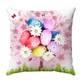 Federa per cuscino pasquale in peluche con uova colorate e margherite bianche su fondo bianco - 45x45cm / 10 Super Soft-Uovo Pasqua Erba Bianco