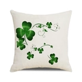 Dettagli della fodera per cuscino di San Patrizio con motivi a trifoglio verde - 45x45cm / 4 Lino-Vite Trifoglio Beige