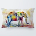 Funda de cojín rectangular con elefante acuarela 30x50cm estilo bohemio moderno y suave - Estilo de Elefante en Acuarela Colorido (1) / 30cm x 50cm