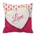 Peach skin pillowcase featuring Happy Valentine's Day pink heart graffiti and Love lettering - Patchwork Graffiti Heart Style (26)