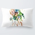 Aquarel putter decoratieve kussensloop met artistiek bloemmotief op een witte achtergrond - 30cm x 50cm / Roodvoorhoofdstieglitz (Style 3)
