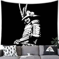 Japanese Samurai silhouette wall tapestry in minimalist black and white for home decor - 10 / 100x70(Peach Skin)