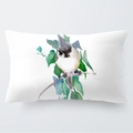 Rectangular watercolor bird throw pillow cover with tufted titmouse on white plush fabric - 30x50cm / Style 1