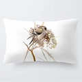 Detail of soft watercolor bird print on a white plush rectangular pillow cover fabric - 30x50cm / Style 3