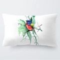 Housse de coussin rectangulaire motif oiseau jungle en peluche douce et courte - 30x50cm
