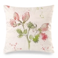 Decoratieve satijnen kussenhoes met aquarel rozen en vintage tekst elementen - Verse Aquarel Bloemknop (4)