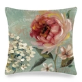 Vintage-Kissenbezug mit Mohn- und Rosenmuster im künstlerischen französischen Ölgemäldestil - Ölgemälde Rosa Blumen Hortensie (3) / 45x45 cm
