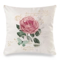 Aquarel roze roos kussensloop van imitatiezijde met vlinders en vintage decoratie - Roze Roos en Vlinder (1)