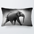 Funda de cojín rectangular de 30x50cm con fotografía en blanco y negro de un elefantito - 30cm x 50cm / Elefante de Arte en Blanco y Negro (5)