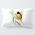 Rechteckiger Plüsch-Kissenbezug mit Aquarell-Vogel und Dschungelblatt-Druck in Weiß - Stil 2 / 30cm x 50cm