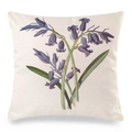 Vintage orchid silk pillow cover with botanical floral print on creamy fabric - Bluebell Pattern
