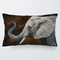 Funda de cojín lumbar 30x50cm con estampado realista de pintura al óleo de elefante - 30cm x 50cm / Pintura Realista de Perfil de Elefante (6)