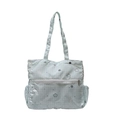 Sac cabas à carreaux bleus et blancs avec motifs d'étoiles et poche avant transparente - Vert