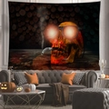 Detail of Halloween skull tapestry showing dark red aesthetic fabric and vibrant texture - Red Skull Sunglasses Cigarette