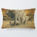 Funda de cojín 30x50cm con diseño realista de familia de elefantes africanos al atardecer - 30cm x 50cm / Resplandor del Atardecer Elefante Africano (7)