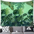 Detail of tropical green leaves tapestry hanging on white wall above a modern fabric sofa - 100x70(Peach Skin) / Fresh Tropical Jungle Print (Style 16)